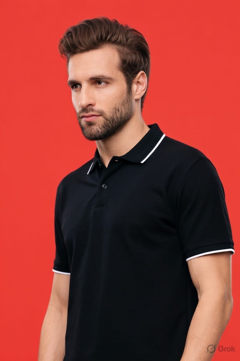 Cotton Polo T-Shirt | 260 GSM | Bio Wash | Jacquard Collar & Cuffs | Long-Lasting Color