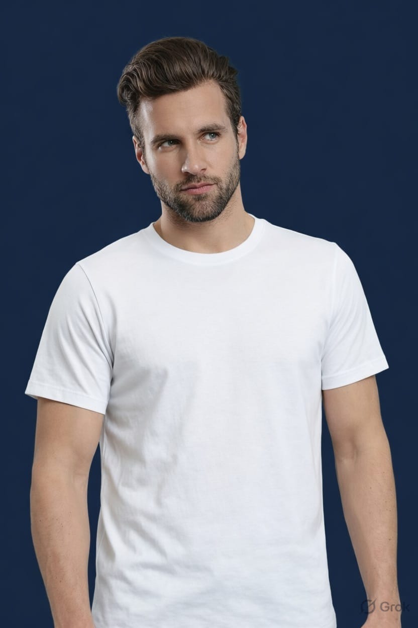 Cotton Crew Neck T-Shirt | 185 GSM | Bio Wash | Soft Comfort Fit | Long-Lasting Color