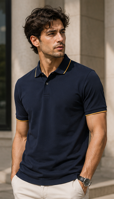 Men | 100% Pima Cotton More Elite™ Polo T-Shirt | Jacquard Collar | Q+Dyes