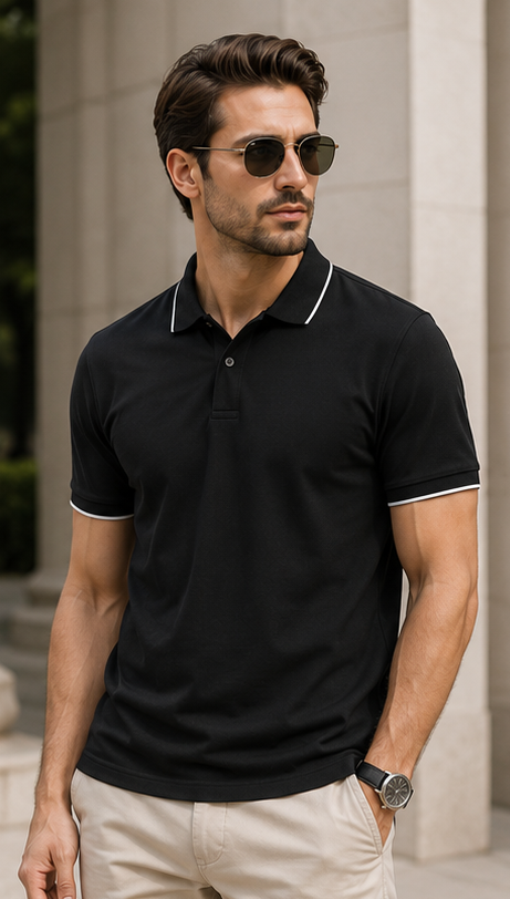 Men | 100% Pima Cotton More Elite™ Polo T-Shirt | Jacquard Collar | Q+Dyes