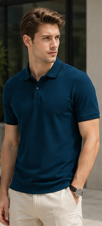 Men | 100% Pima Cotton More Elite™ Polo T-Shirt | Jacquard Collar | Q+Dyes