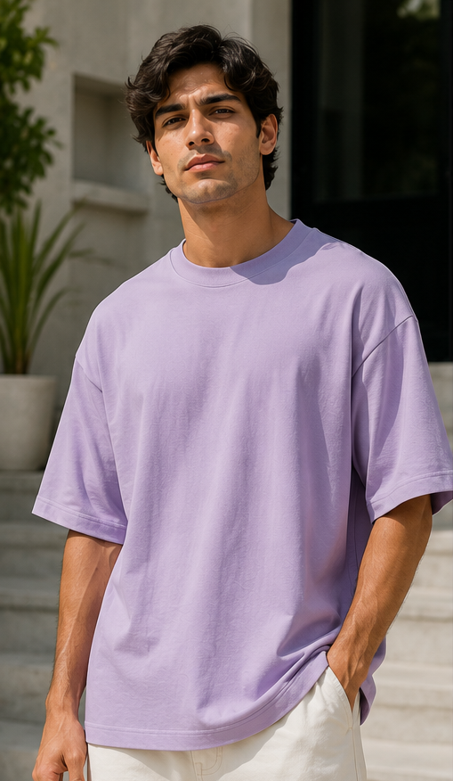 Men | Poly Cotton Luxe™ French Terry Oversized Round Neck T-Shirt | Bio-Silicon Washed