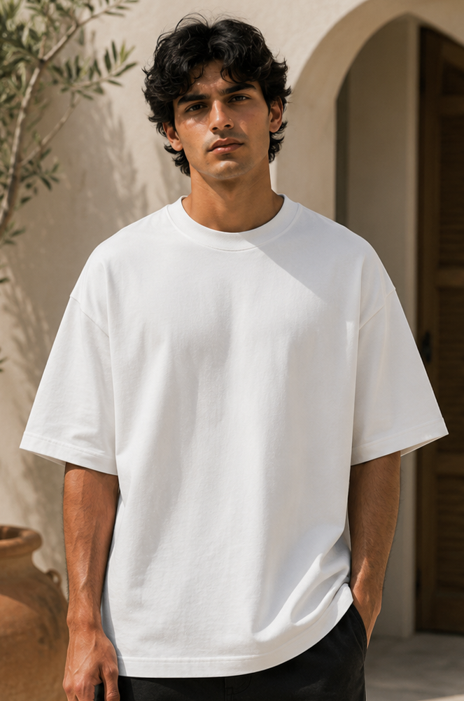 Men | Poly Cotton Luxe™ French Terry Oversized Round Neck T-Shirt | Bio-Silicon Washed