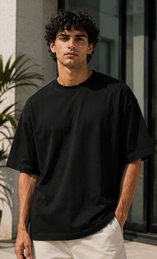 Men | Poly Cotton Luxe™ French Terry Oversized Round Neck T-Shirt | Bio-Silicon Washed