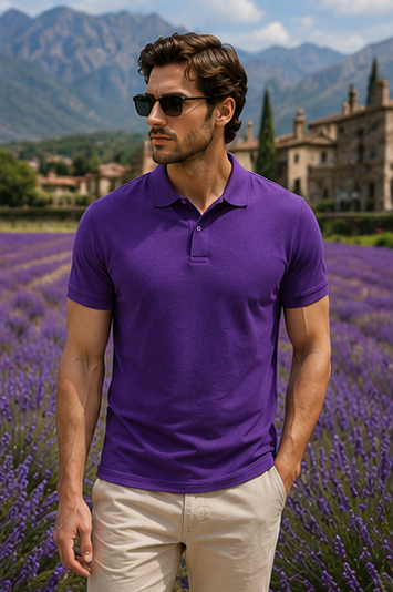 Men | Cotton Elite™ Polo T-Shirt | Jacquard Collar | Yarn Dyed