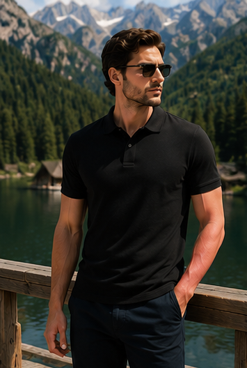 Men | Cotton Elite™ Polo T-Shirt | Jacquard Collar | Yarn Dyed