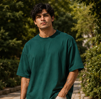 Men | Poly Cotton Luxe™ French Terry Oversized Round Neck T-Shirt | Bio-Silicon Washed