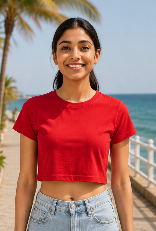 Women | Cotton Signature™ Crop Top Round Neck | Regular Fit