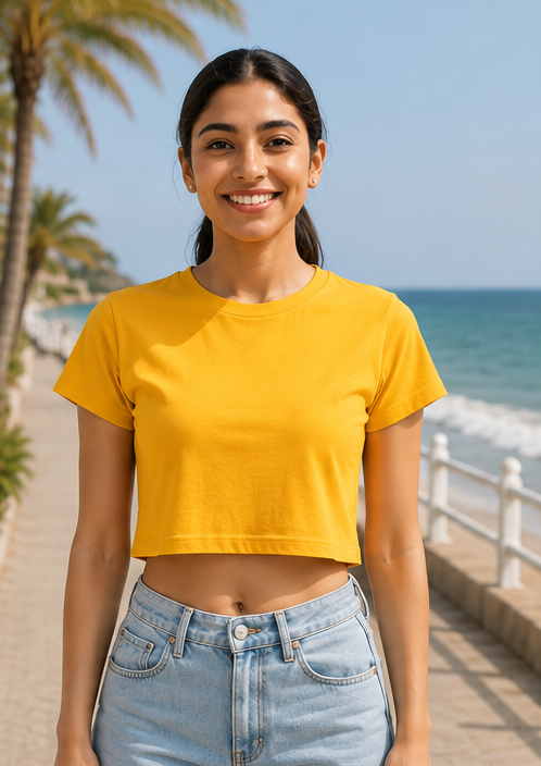 Women | Cotton Signature™ Crop Top Round Neck | Regular Fit