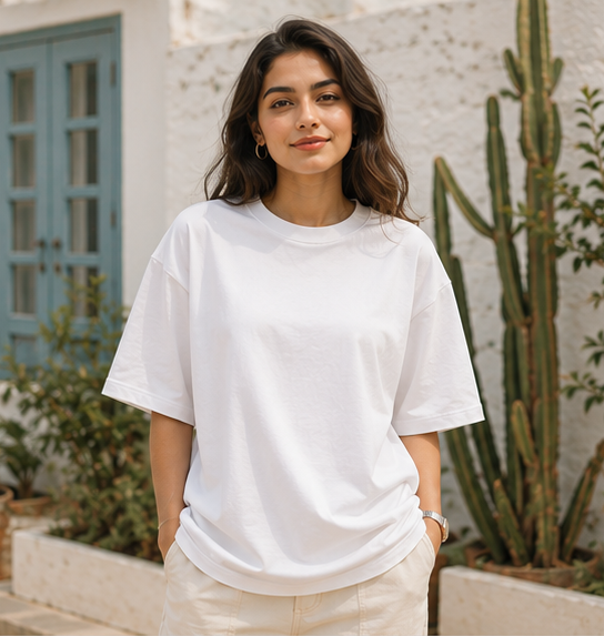 Women | French Terry Oversized Signature™ Round Neck T-Shirt | Bio-Silicon Washed