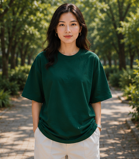 Women | French Terry Oversized Signature™ Round Neck T-Shirt | Bio-Silicon Washed
