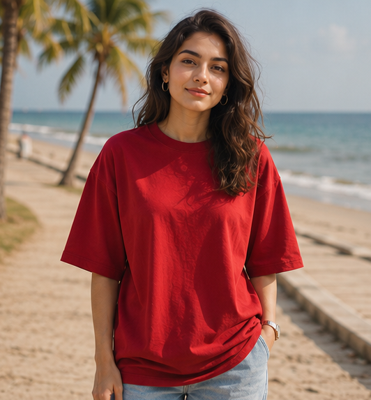 Women | French Terry Oversized Signature™ Round Neck T-Shirt | Bio-Silicon Washed