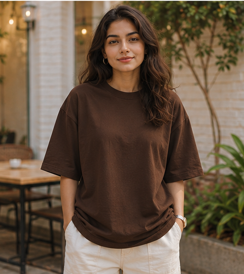Women | French Terry Oversized Signature™ Round Neck T-Shirt | Bio-Silicon Washed