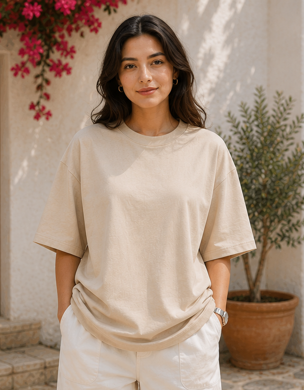 Women | French Terry Oversized Signature™ Round Neck T-Shirt | Bio-Silicon Washed