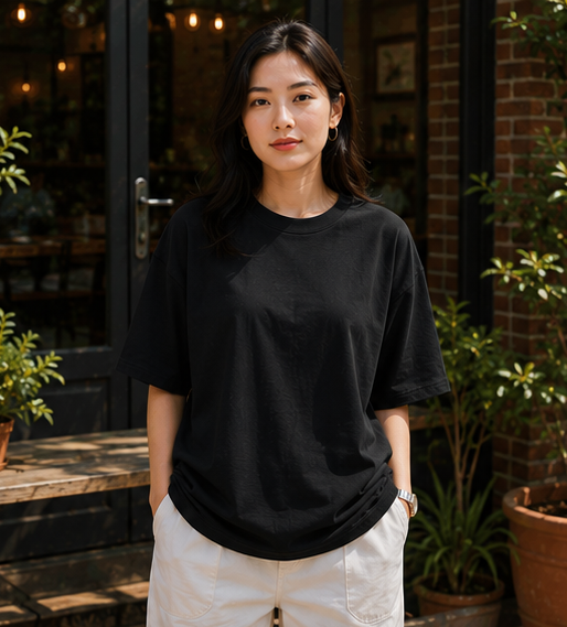 Women | French Terry Oversized Signature™ Round Neck T-Shirt | Bio-Silicon Washed