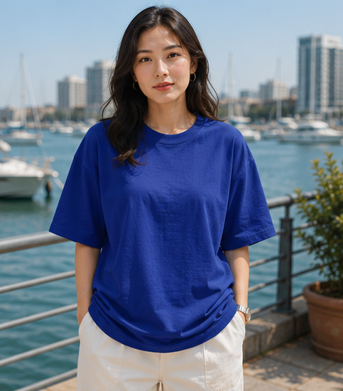 Women | French Terry Oversized Signature™ Round Neck T-Shirt | Bio-Silicon Washed