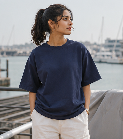 Women | 100% Cotton Signature™ Oversized Round Neck T-Shirt | Bio-Silicon Washed
