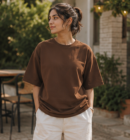Women | 100% Cotton Signature™ Oversized Round Neck T-Shirt | Bio-Silicon Washed