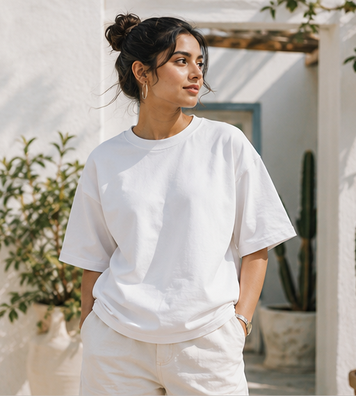 Women | 100% Cotton Signature™ Oversized Round Neck T-Shirt | Bio-Silicon Washed