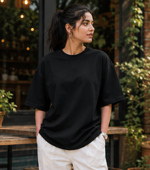 Women | 100% Cotton Signature™ Oversized Round Neck T-Shirt | Bio-Silicon Washed
