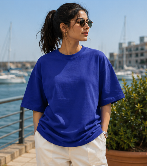 Women | 100% Cotton Signature™ Oversized Round Neck T-Shirt | Bio-Silicon Washed