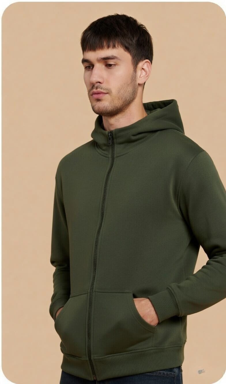 Zipper Hoodie | 300 GSM | Yarn-Dyed Premium Fabric | 80% Recycled Cotton Blend | Certified Quality