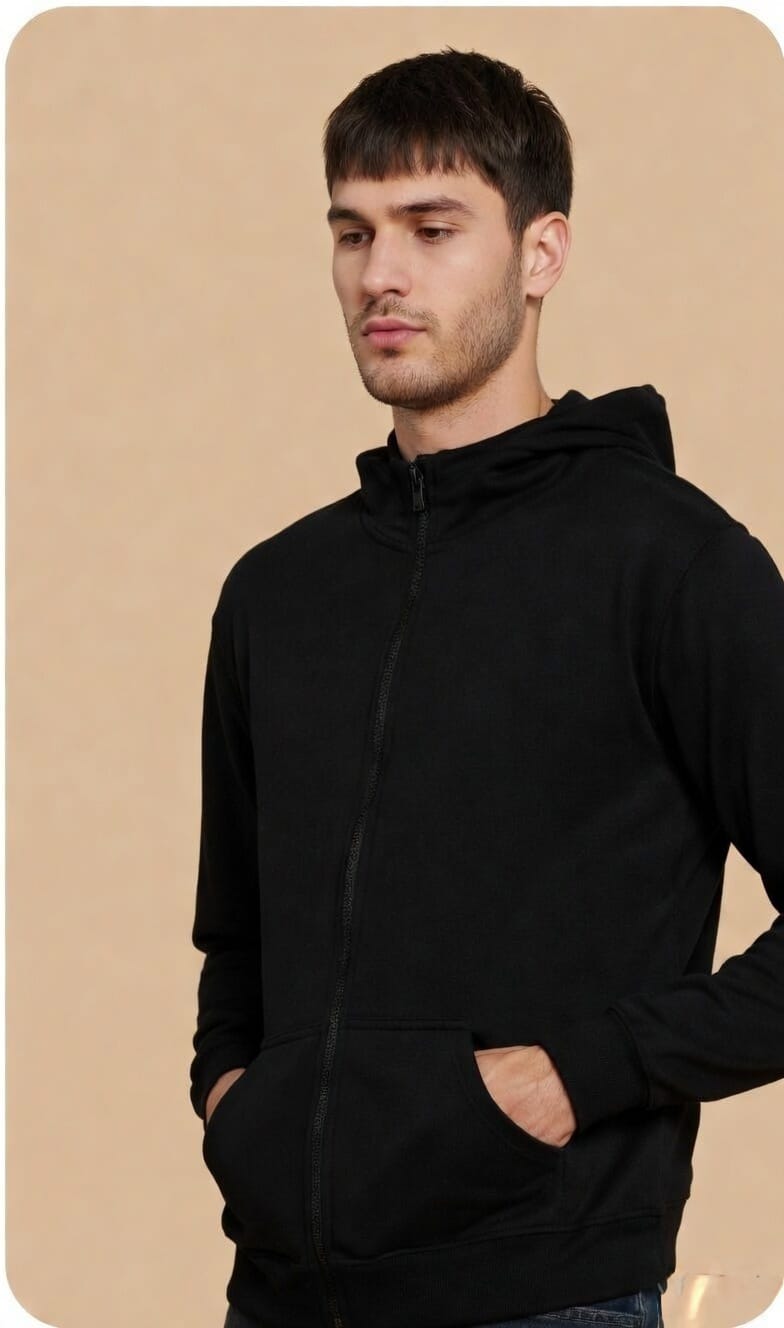 Zipper Hoodie | 300 GSM | Yarn-Dyed Premium Fabric | 80% Recycled Cotton Blend | Certified Quality