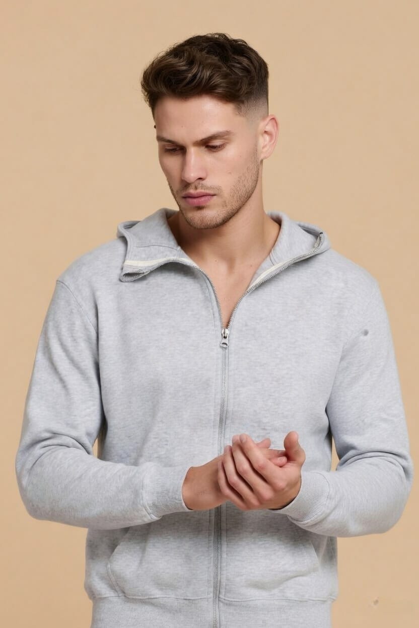 Zipper Hoodie | 300 GSM | Yarn-Dyed Premium Fabric | 80% Recycled Cotton Blend | Certified Quality