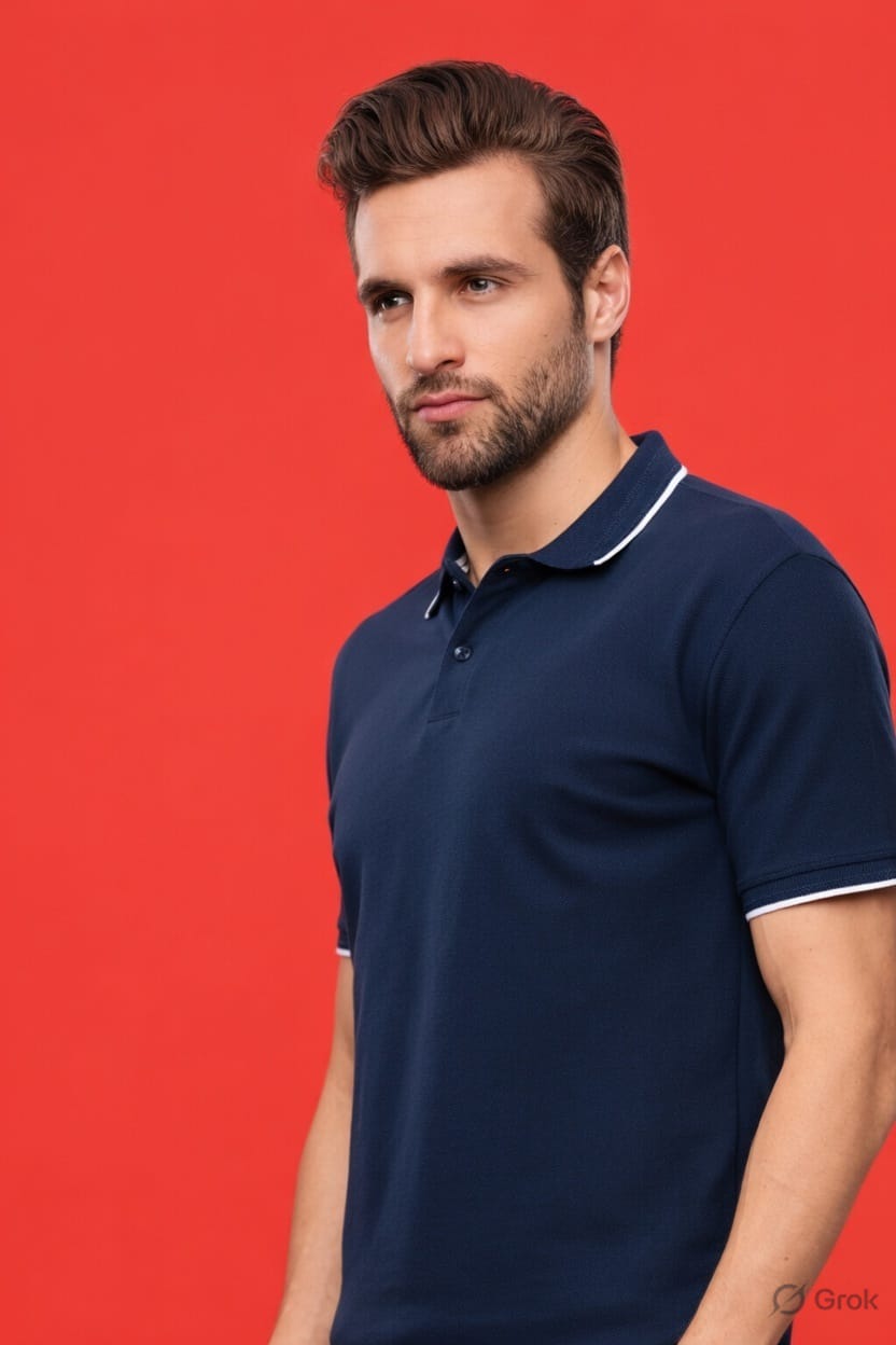 Collar Cotton Polo T-Shirt | 260 GSM | Bio Wash | Jacquard Collar & Cuffs | Long-Lasting Color