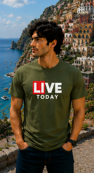 Men | Printed Live Today | Pima Cotton Signature™ Crew Neck T-Shirt | Regular Fit