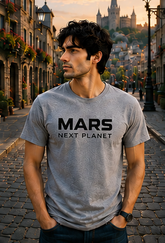Men | Printed Mars Next Planet | Pima Cotton Signature™ Crew Neck T-Shirt | Regular Fit
