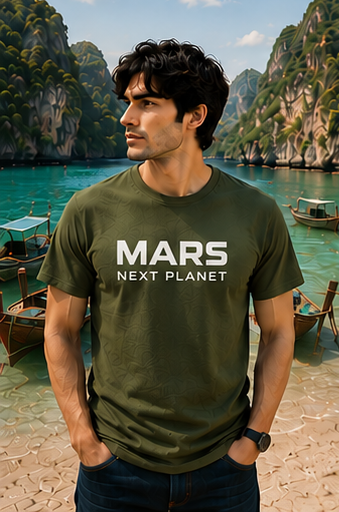 Men | Printed Mars Next Planet | Pima Cotton Signature™ Crew Neck T-Shirt | Regular Fit
