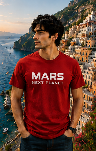Men | Printed Mars Next Planet | Pima Cotton Signature™ Crew Neck T-Shirt | Regular Fit